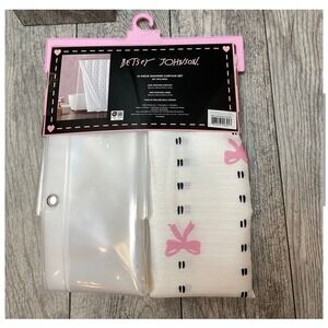 BETSEY JOHNSON coquette Bows  14 PC SHOWER CURTAIN SET pink white black‎ NWT